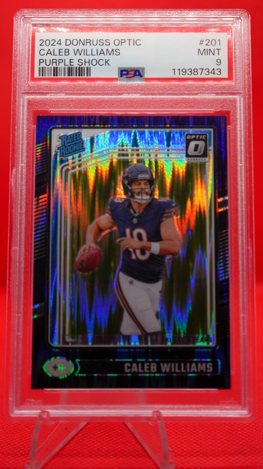 Caleb Williams 2024 Donruss Optic Purple Shock #201 PSA 9