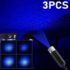3Pcs USB Car Interior Roof LED Star Light Atmosphere Starry Sky Projector Lamp