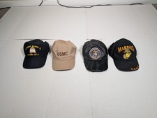 USMC Marines Hats Mens Lot 4 Military Baseball Caps Leather Embroidered Patch
