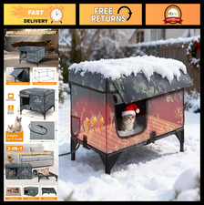 Heated Outdoor Cat House with Remote Control, Insulated Pet Shelter, Waterproof,
