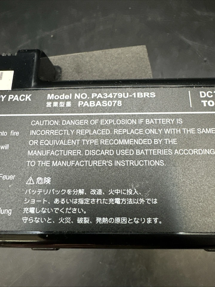 Batería de iones de litio Toshiba PA3479U–1BRS PABAS078 Foto 3 de 4
