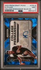KJ Evans - PSA 9 # 1/75 AUTO  - 2023 Prizm College Penmanship RC Kwame BLUE ICE