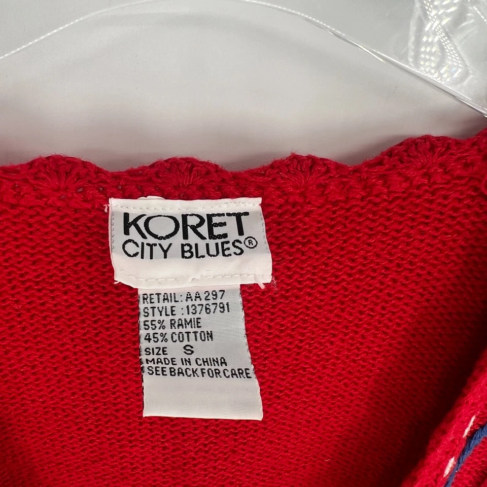 Koret 背心女式 S 红色花卉刺绣针织节日圣诞节 — 第 3/4 张图片