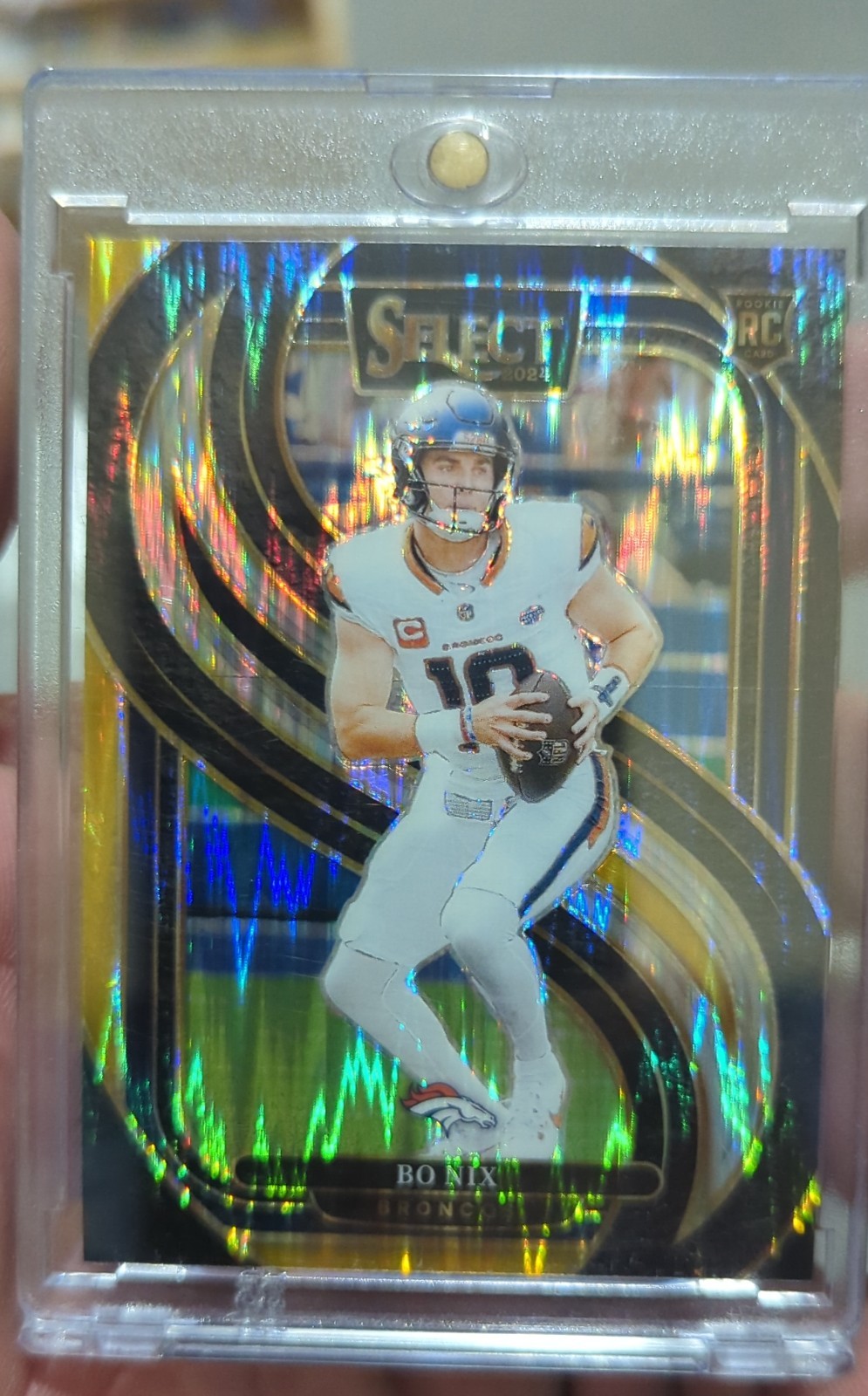 2024 Panini Select Premier Level Bo Nix #117 Black & Gold Shock Prizm (RC) Mag!!