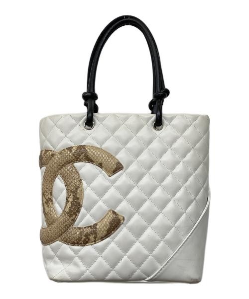 CHANEL Python Coco Mark Medium Tote Bag White Lea… - image 1