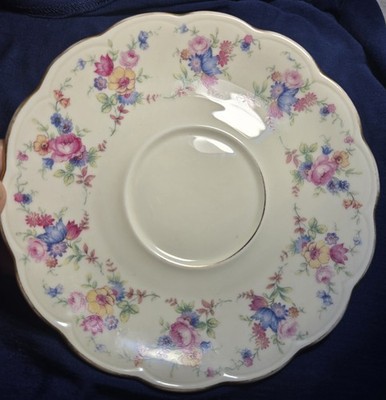Royal Bayreuth Germany Porcelain Saucer Floral Gold Trim White Purple