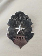 VINTAGE MICHAUD BUS LINES HAT BADGE EXCELLENT CONDITION - VERY RARE!!