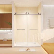 Frameless Double Sliding Shower Door 44-48 "W x 74" H, 5/16 " 8mm Tempered Gl