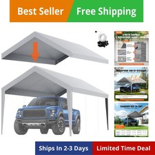 Carport Replacement Canopy Cover 10 x 20 ft, Garage Top Tent Shelter Tarp Hea...