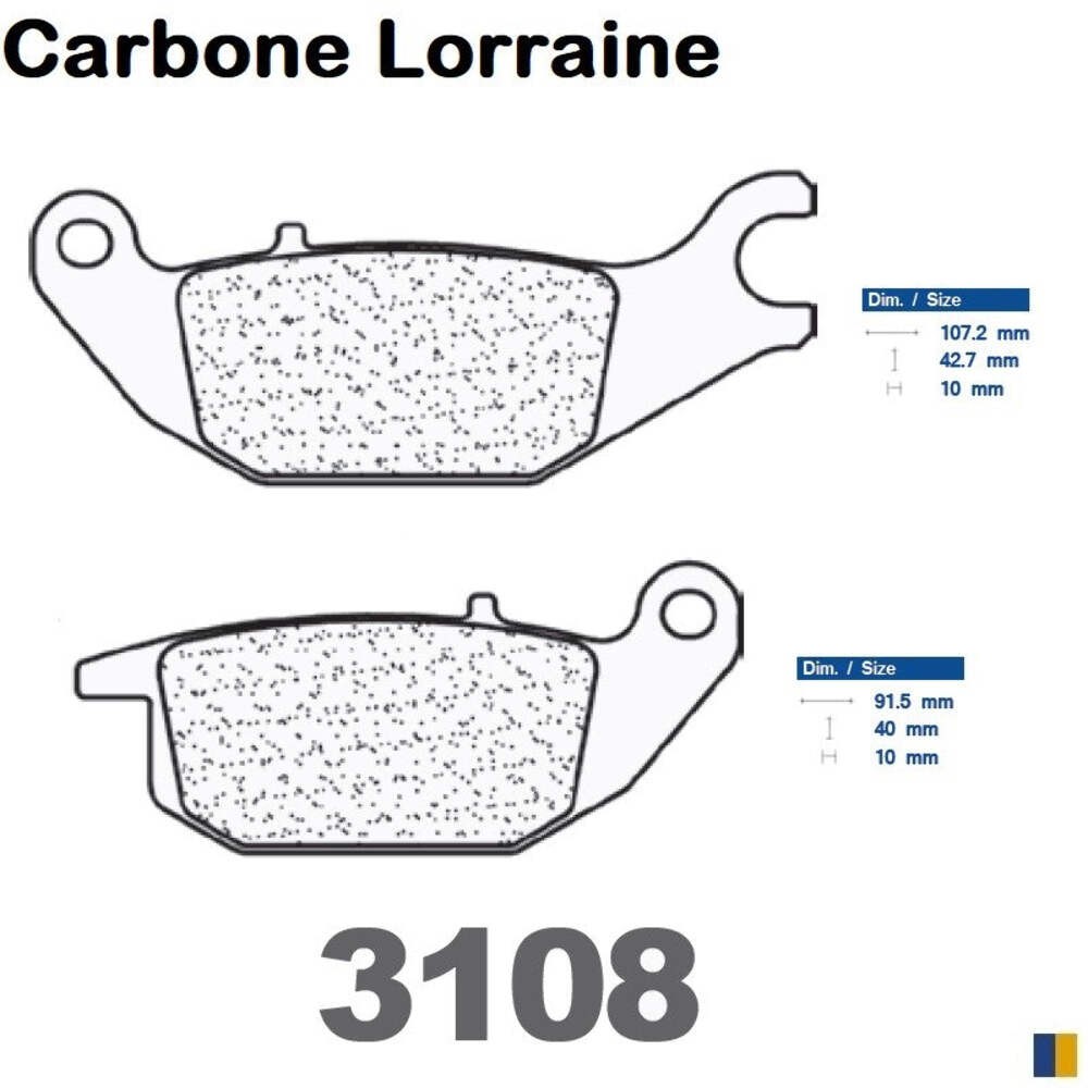 Plaquettes de frein Carbone Lorraine 3108 MSC frittées pour étrier avant