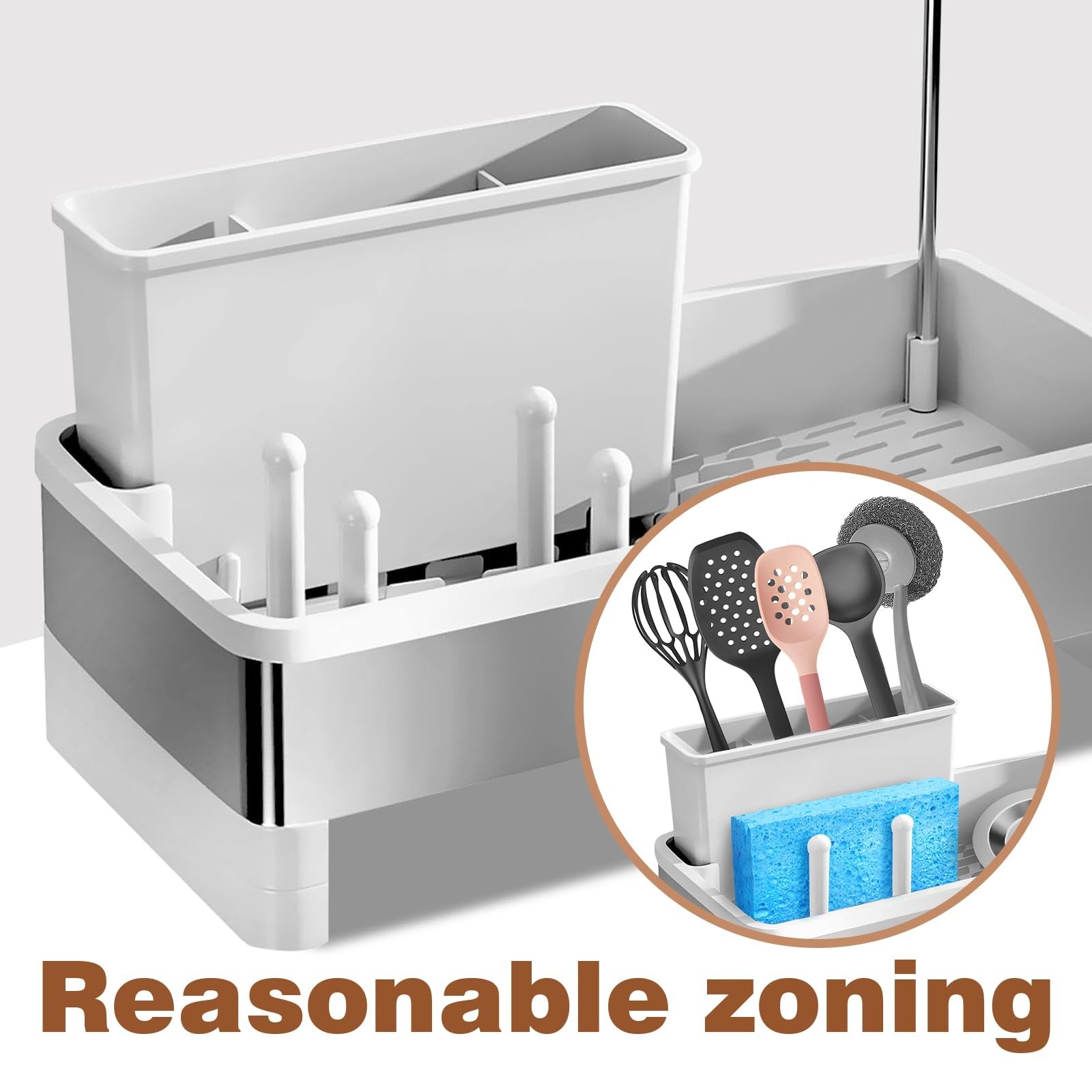 Kitchen Sink Caddy, Sponge Holder for Kitchen Sink,Dish Sponge Holder,Stainle...