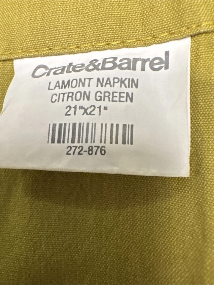 "Juego de 6 servilletas de algodón LAMONT verde limón 21x21"" caja y barril" Foto 3 de 4