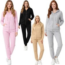 Womens 2 Piece Tracksuit Set Zip Hoodie & Cuffed Joggers Lounge Wear Gym Outfit