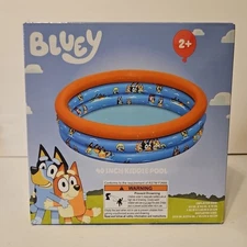 Bluey Kiddie Pool 40 Inch Inflatable 3 Ring Water Play Outdoor Summer Toy New