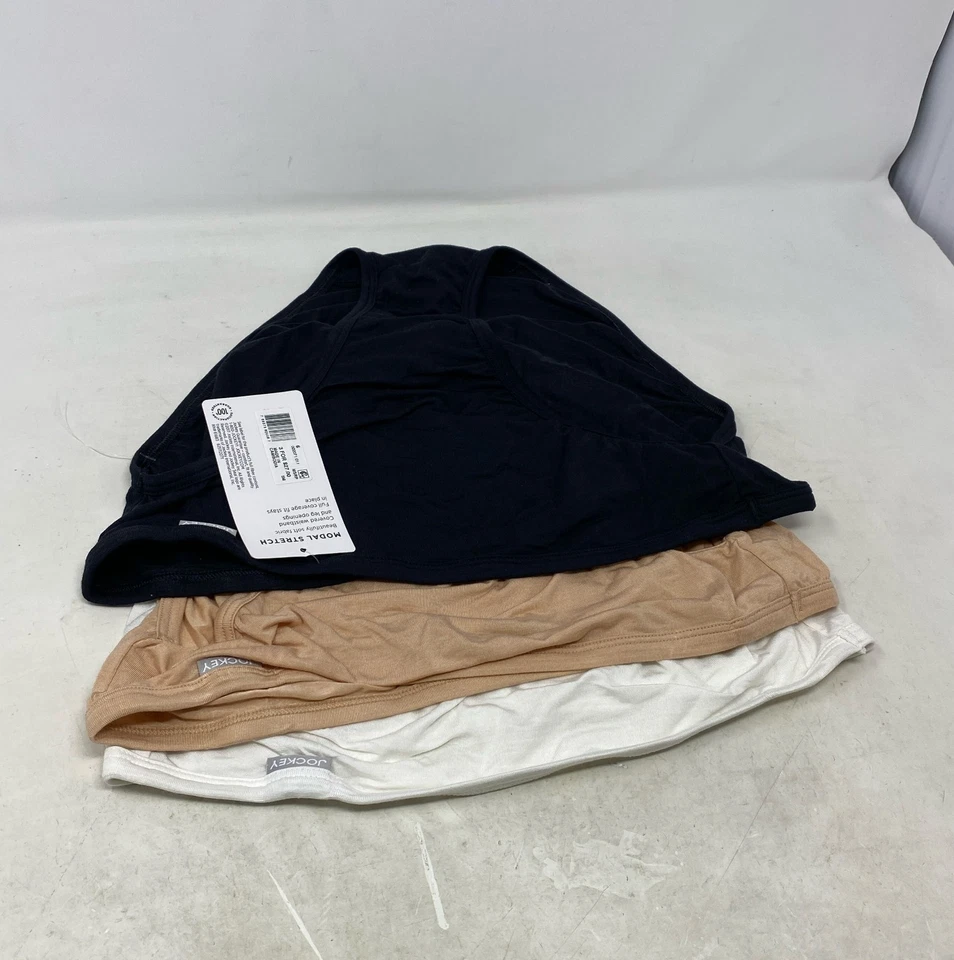 Paquete de 3 ropa interior supersuave de corte francés Jockey para mujer, negra/luz/marfil, talla 6 Foto 3 de 4