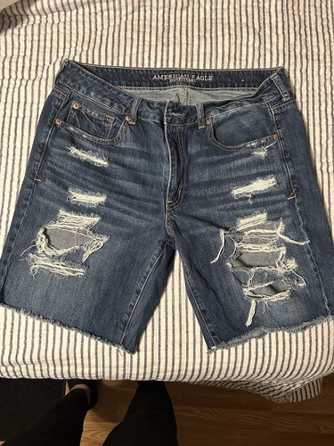 American Eagle Outfitters Tomgirl Bermuda Distressed Denim Shorts Sz 12