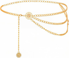 Multilayer Metal Waist Chain Belt for Women, Adjustable Fashion Body Jewelry Bel