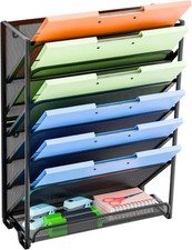 Simple Trending Wall File Organizer, Mesh 7-Tier Vertical Hanging File Holder, D