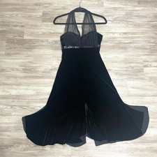 Vintage Blonde Nites Black Velvet Sequin Halter Dress Y2K Whimsigoth Event Sz 5