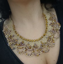 Collana Collier Fatta A Mano All' Uncinetto 