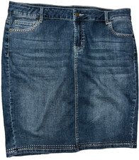Westport Denim Skirt with Small Metal Studs on front pockets and hem Size 14W