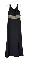 Donna Karan New York Black Crystal Beaded Evening Gown Prom Maxi Dress Size 4