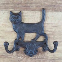 Garderobenhaken Katze Gusseisen Wandhaken Haken Kleiderhaken HG-030B-B