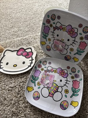 NWT Hello Kitty Easter Melamine Plates: Set Of Eight Plus Extra