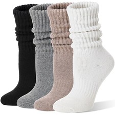Womens Merino Wool Slouchy Boot Socks Thermal Warm Winter Thick Scrunch Slouc...