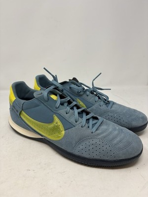 Nike Gato Men s Indoor Soccer / Futsal Shoes Blue Suede Neon Yellow Size 11.5