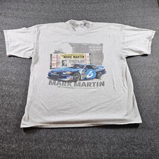 Vintage Mark Martin NASCAR Shirt Mens XL Gray Viagra 6 Car Graphic Racing 2000s