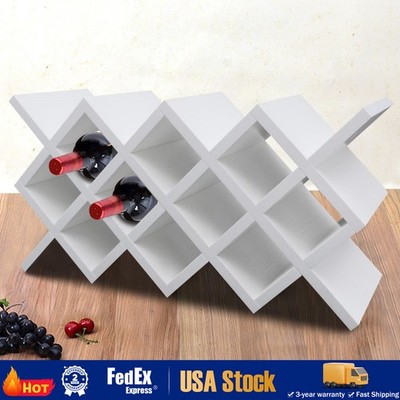10 Grids Bottle Wine Lattice Rack Wall-Mount Insert Display Storage Holder Shelf