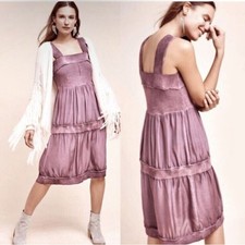 Anthropologie E by Eloise Silk Babydoll Slip Dress Sweater Trim Size Large