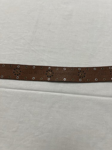 Nine West Gürtel Gr. M Western Leder silberfarben große Medaillon Schnalle Y2K - Bild 10 von 11
