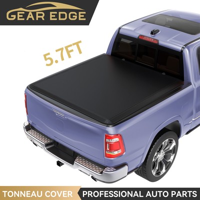 5.7FT Soft Roll Up Tonneau Cover For 2019- 2026 Dodge Ram 1500 Truck Bed w/ Lamp