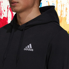 Adidas Essentials Feelcozy HD Logo Hoodie Sweatshirt Black White GV5294 S M XL