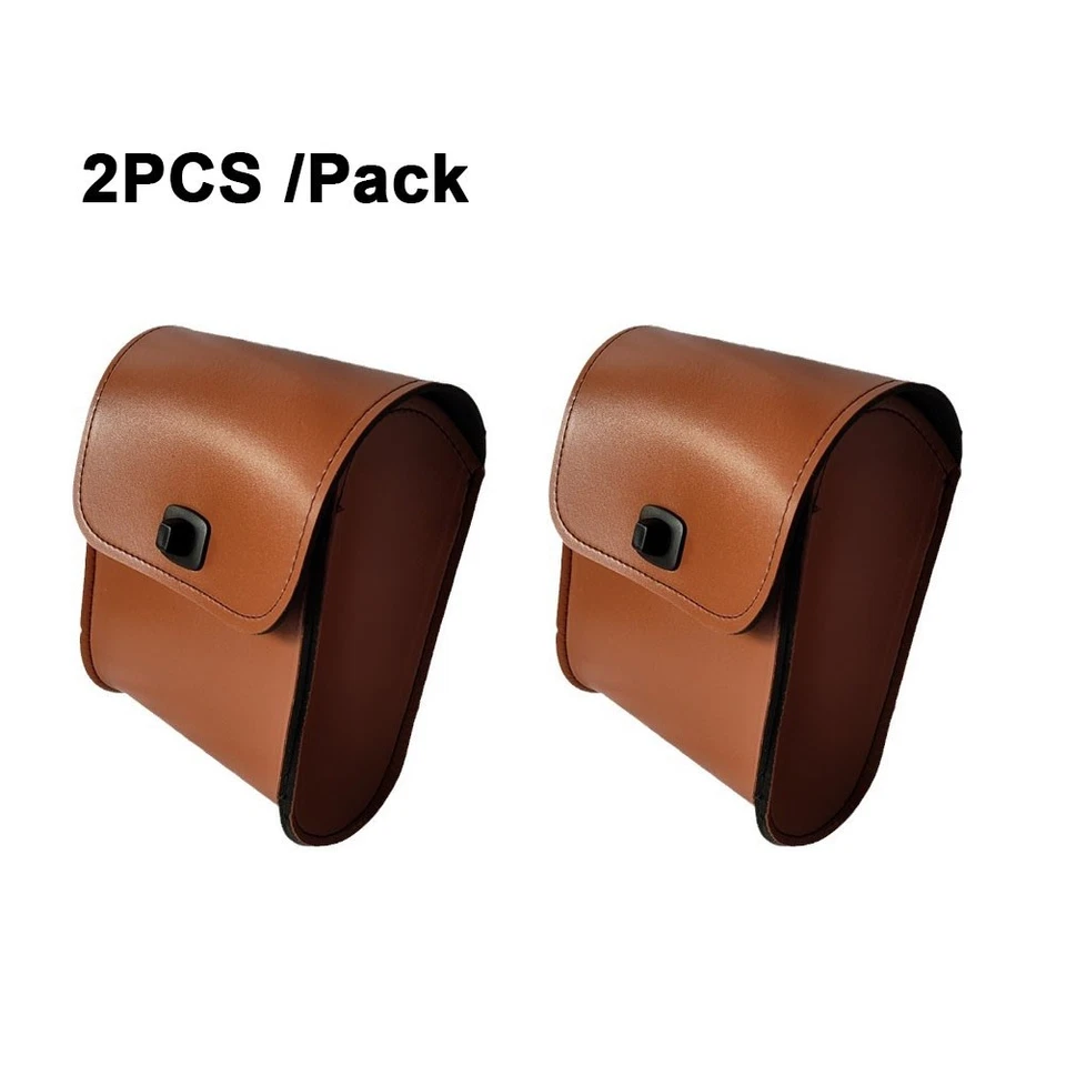 2PCS Pu Leather Bike Storage Universal Motorcycle Saddle Luggage Side Tool Bag - Image 2 of 4