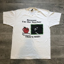 Vintage 90s Single Stitch T-Shirt Apple Teacher Adults Size Large- Made in USA