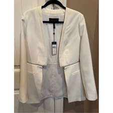 BCBGMaxAzria White Open-Front Zip-Accent Blazer