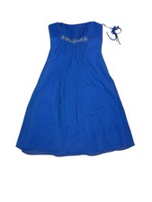 Royal Blue Strapless Beaded Chiffon Dress UK 10 Prom Bridesmaid Formal Gown