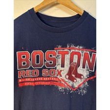 MLB Boston Red Sox Navy Blue Graphic T-Shirt Mens 2XL AL East Division Cotton