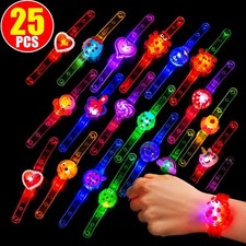 25 Pcs Bulk LED Light Up Bracelets Assorted Flashing Party Favors Glow Toys