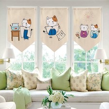Japanese Lucky Cat Short Curtain Doorway Triangle Flag Izakaya Noren Curtain