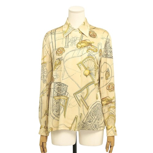 Escada Vintage 80s designer Silk blouse Map Print Button Down Nautical Shirt - Image 1