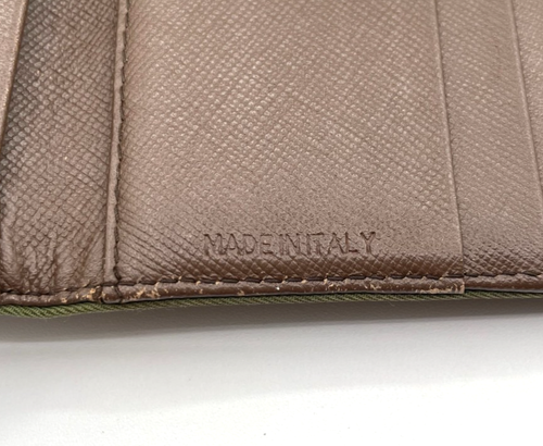 PRADA Tri Fold Portefeuille Sac à Main Tessuto Nylon Cuir Kaki Marron Authentique _0166 - Photo 16/24
