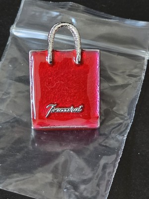 BACCARAT Red Enamel Shopping Bag Pin Brooch - New