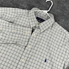 Ralph Lauren Performance Shirt Mens 2XB Big Gray Check Long Sleeve Button Down