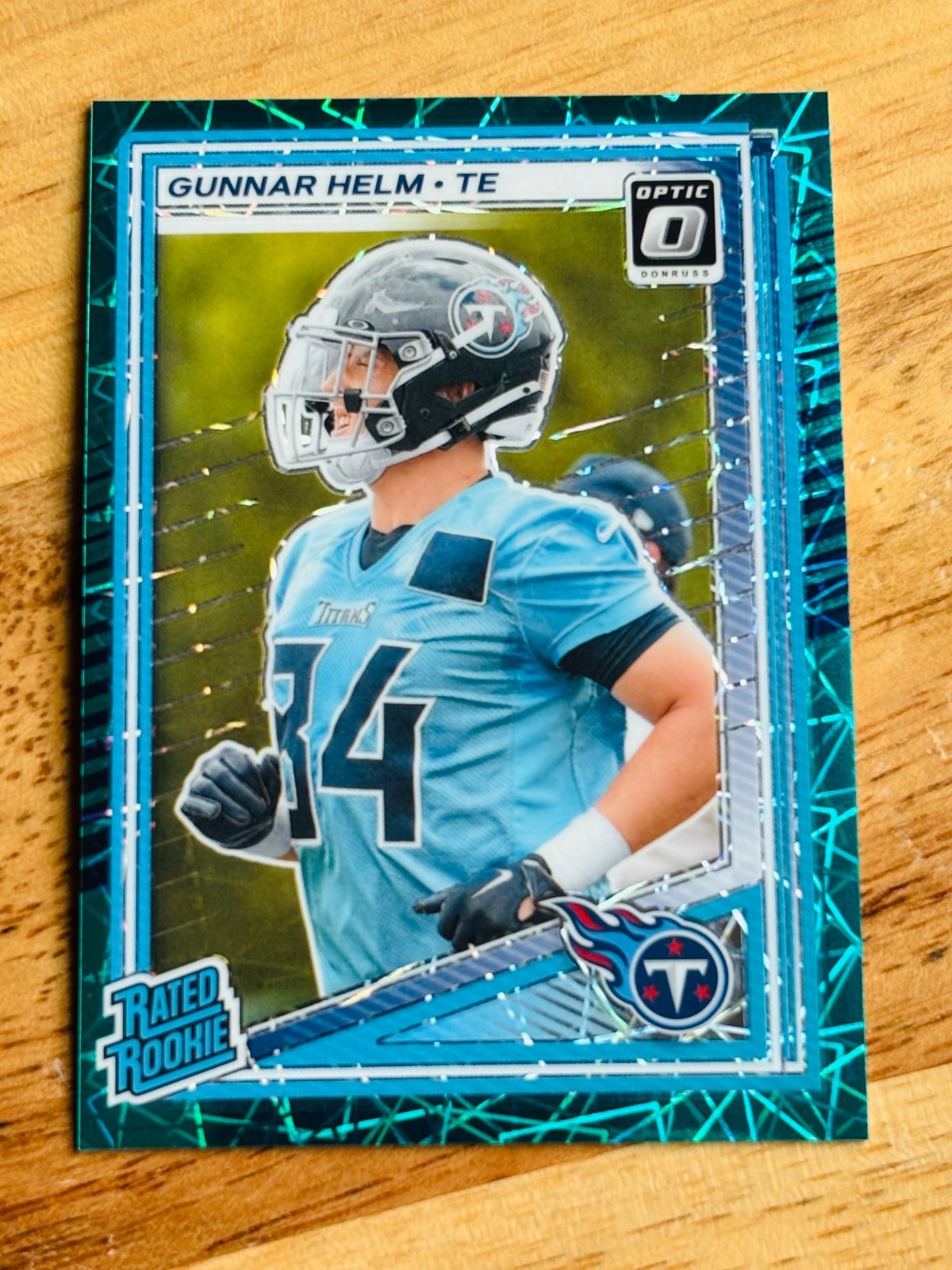 2025 Optic Gunnar Helm ROOKIE Teal Velocity Prizm #294 Titans SSP TEXAS LONGHORN