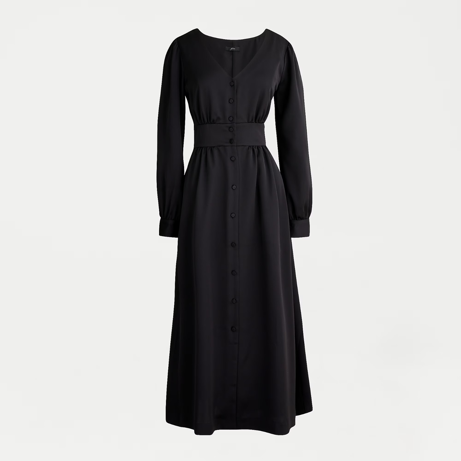 J.CREW $168 Solid Black Button Front Shirred V-Ne… - image 1