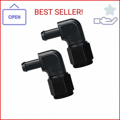 10AN Female to 3/8 Barb 90 Degree Hose Fitting Adapter Swivel Aluminum Black, Pa